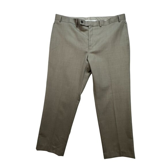 Calvin Klein Mens Dress Pants Size 40Wx30L Taupe Flat Front Formal Straight Leg - Picture 1 of 13